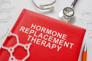 Book about hormone replacement therapy and molecule models